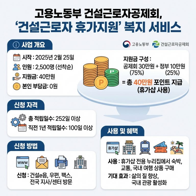 [지원사업]고용노동부 건설근로자공제회, ‘건설근로자 휴가지원’ 복지 …