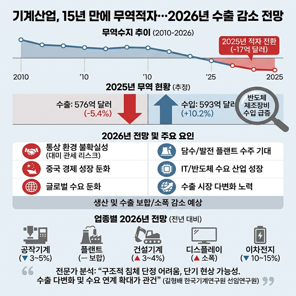 기계산업, 15년 만에 무역적자…2026년 수출 감소 전망
