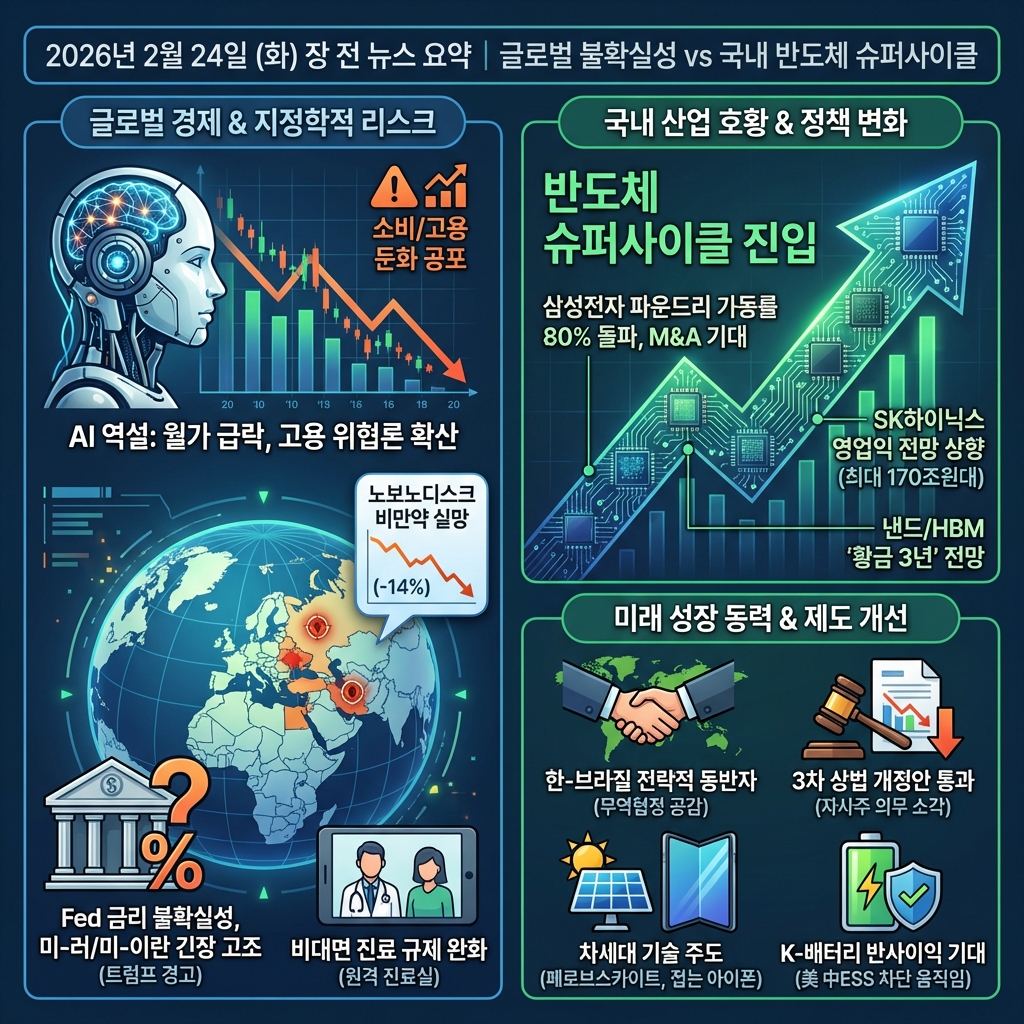 [경제]2026년 2월 24일 (화) 장 전 뉴스